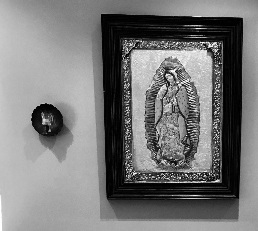 our lady of guadalupe inside the prayer room at the our lady seat of wisdom chapel.