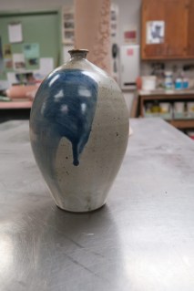 A light-colored vase