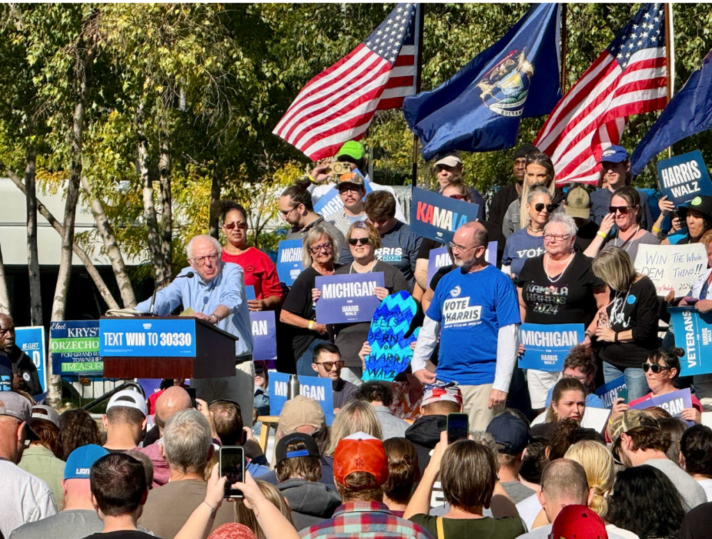 Senator Sanders takes the stage at Rosa Parks&nbsp;Circle