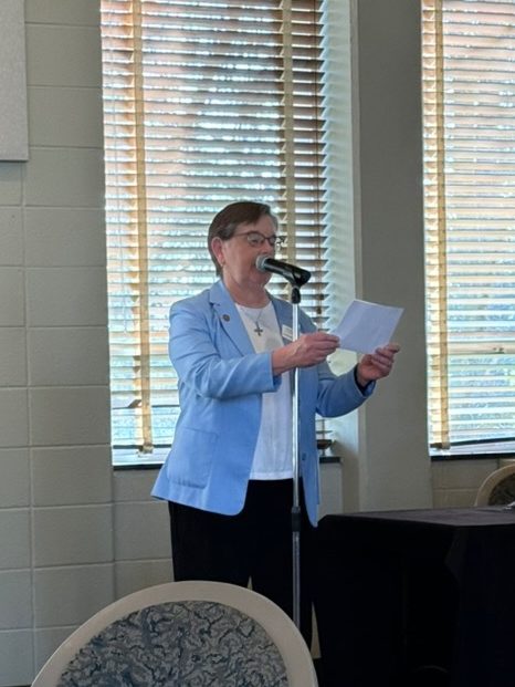 Sr. Maureen Geary reads the first round of questions. 